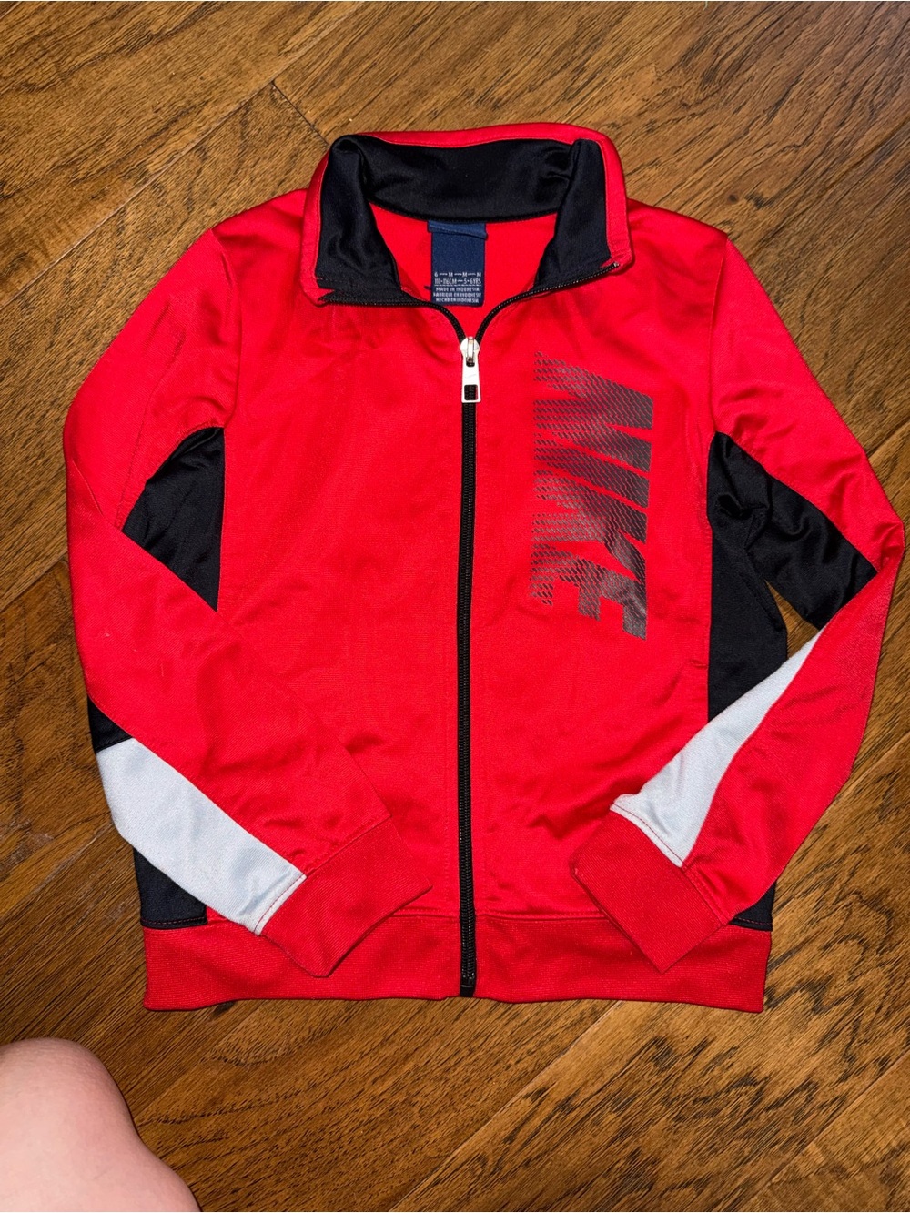 Nike Kids Red Full-Zip Puffer Jacket with Black & White Accents